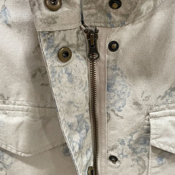 Chaps Beige Floral Utility Jacket Womens Small Military Style Cotton Spring Casu - Picture 10 of 10